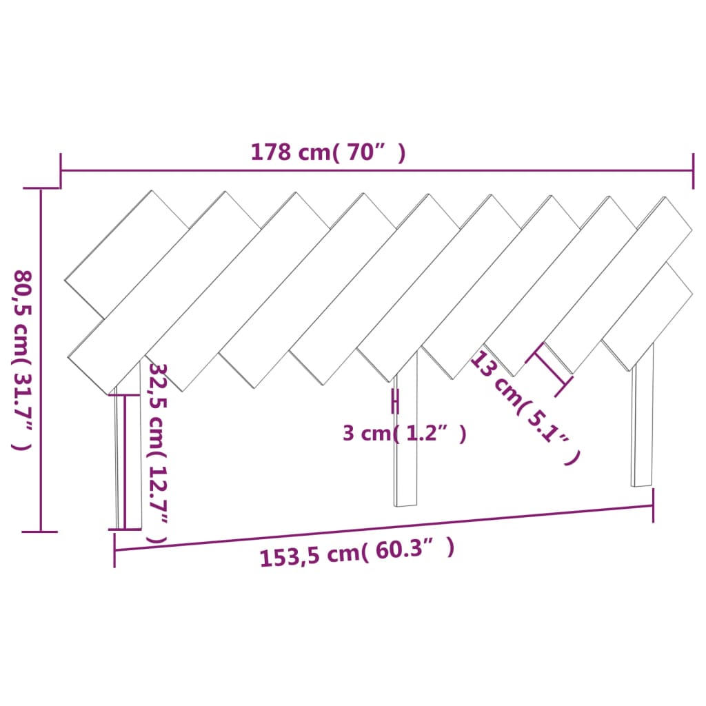 Uzglavlje za krevet 178x3x80,5 cm od masivne borovine