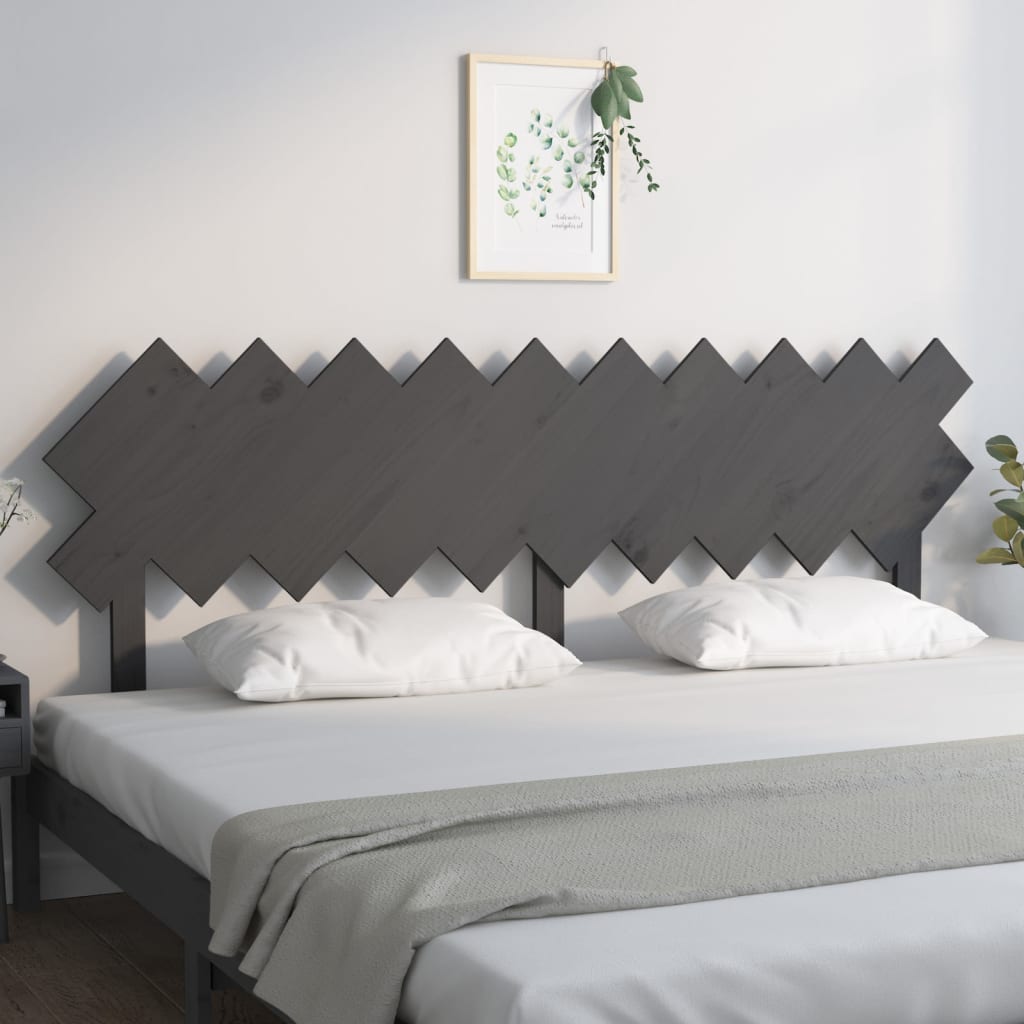 Uzglavlje za krevet sivi 196x3x80,5 cm od masivne borovine