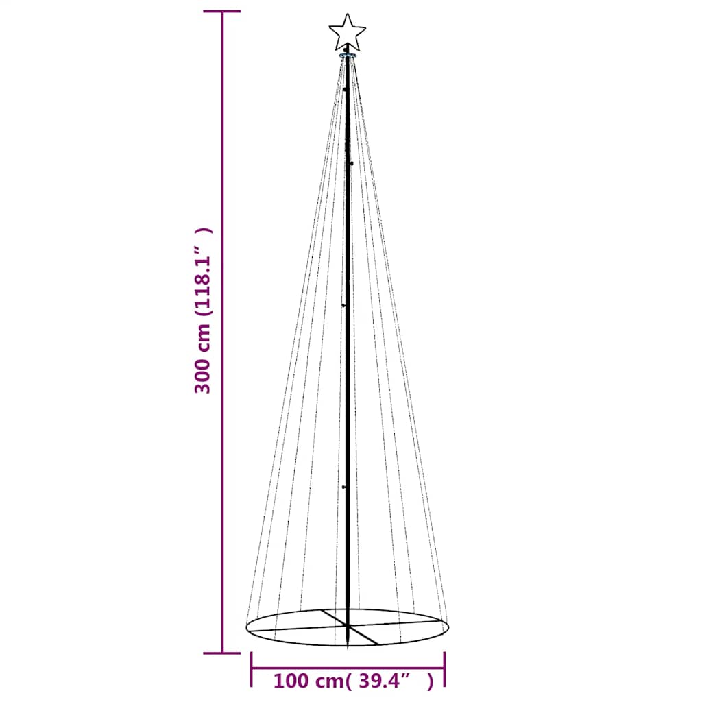 Stožasto božićno drvce hladno bijelo 310 LED žarulja 100x300 cm
