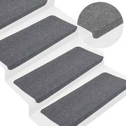 Samoljepljivi otirači za stepenice 15 kom 65x24,5x3,5 cm sivi