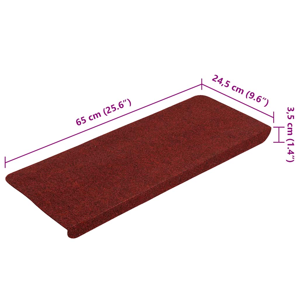 Samoljepljivi otirači za stepenice 15 kom 65x24,5x3,5 cm crveni