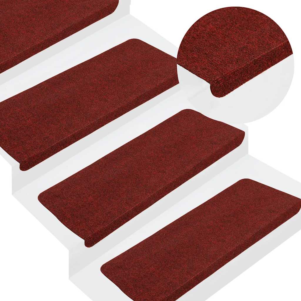 Samoljepljivi otirači za stepenice 15 kom 65x24,5x3,5 cm crveni