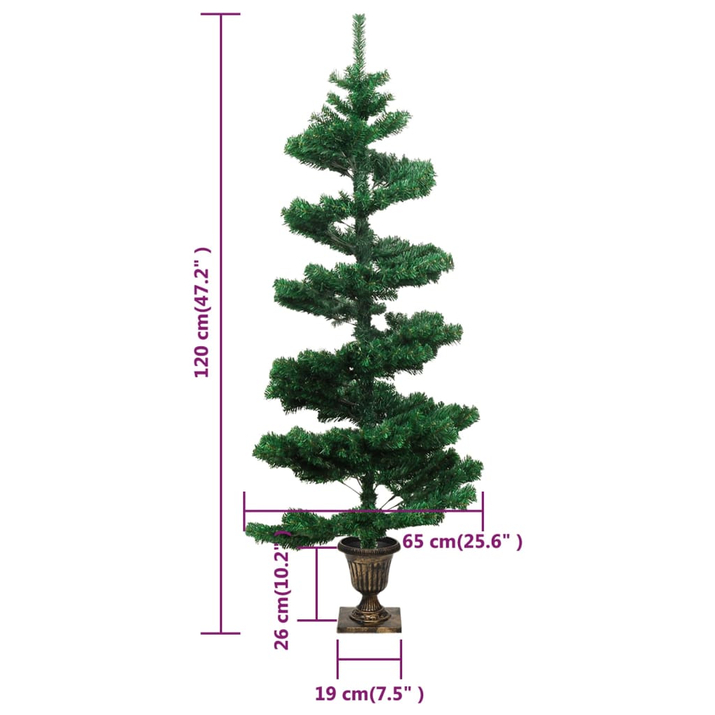 Spiralno osvijetljeno božićno drvce s posudom zeleno 120 cm PVC