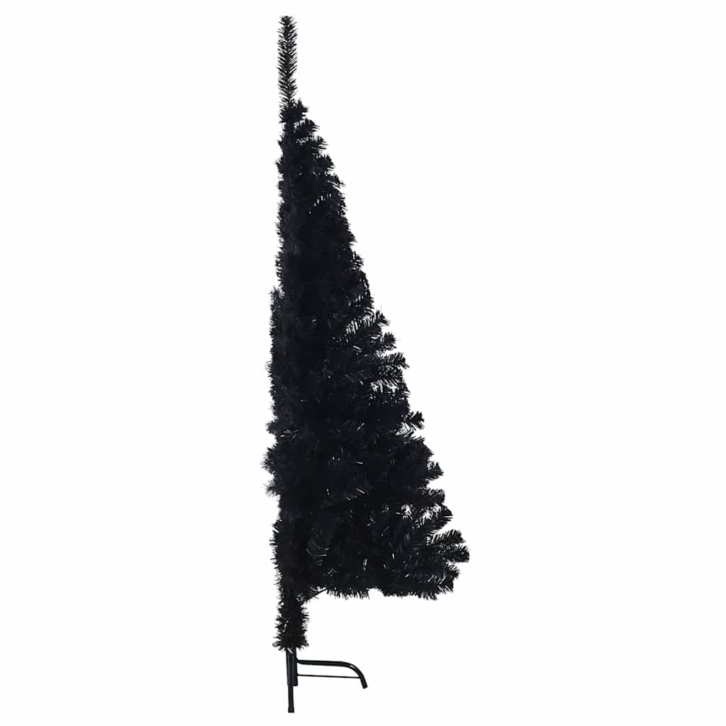 Umjetna polovica božićnog drvca sa stalkom crna 120 cm PVC