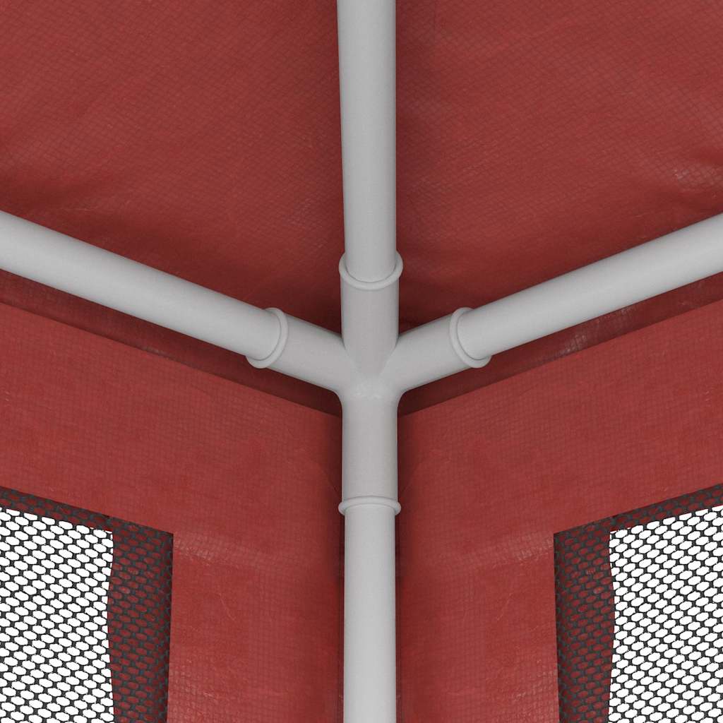 Šator za zabave s 4 mrežasta bočna zida crveni 2 x 2 m HDPE