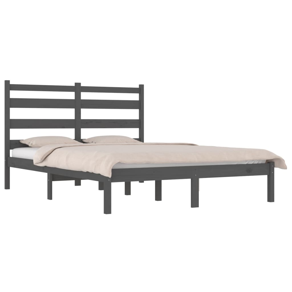 Okvir za krevet od masivne borovine sivi 200 x 200 cm
