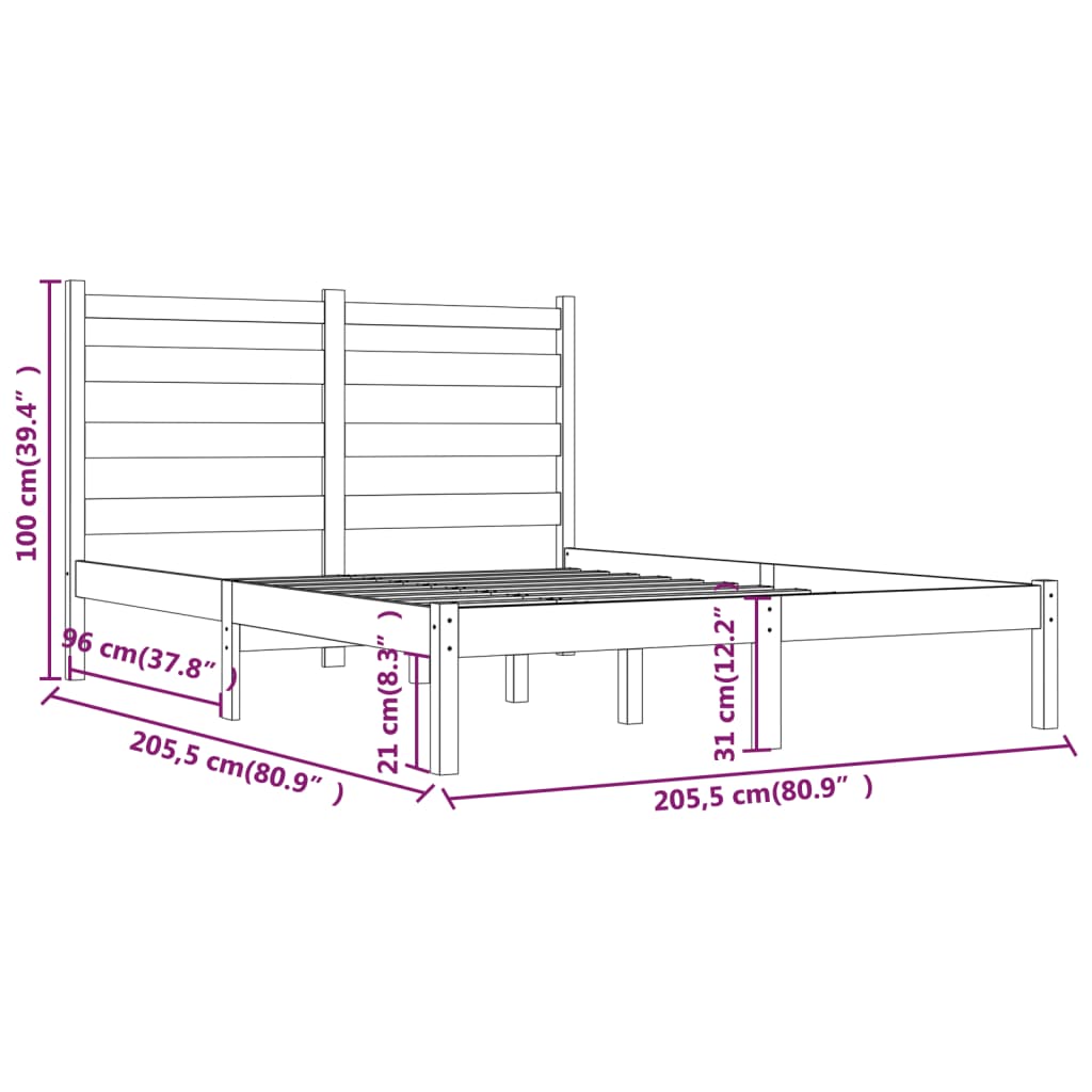 Okvir za krevet od masivne borovine boja meda 200 x 200 cm