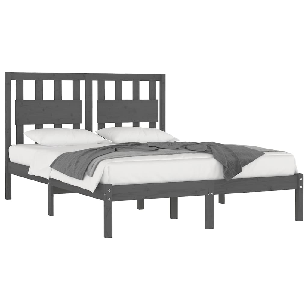 Okvir za krevet od masivne borovine sivi 200 x 200 cm
