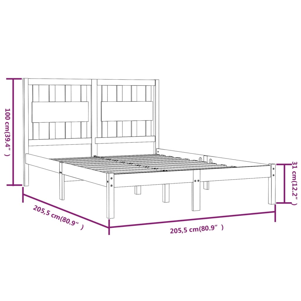 Okvir za krevet od masivne borovine boja meda 200 x 200 cm