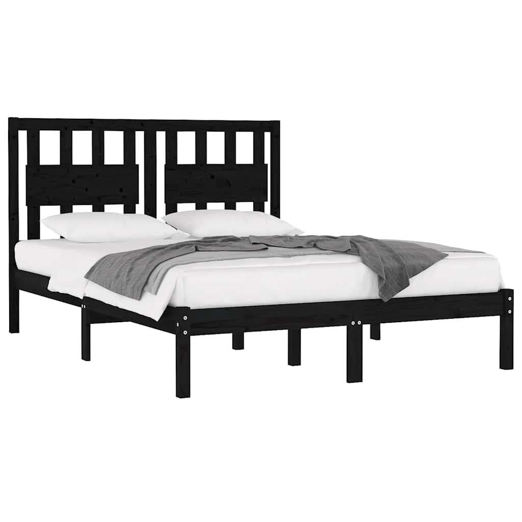 Okvir za krevet od masivne borovine crni 200 x 200 cm