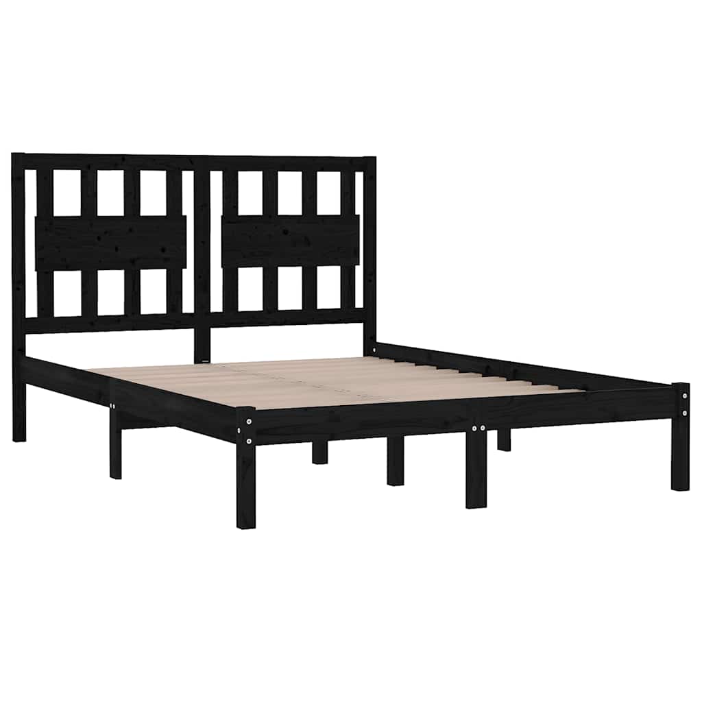 Okvir za krevet od masivne borovine crni 200 x 200 cm