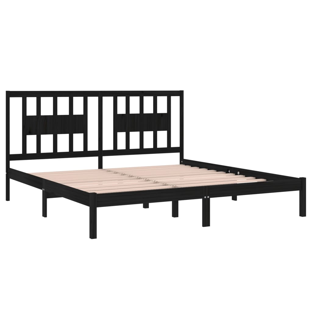 Okvir za krevet od masivne borovine crni 200 x 200 cm