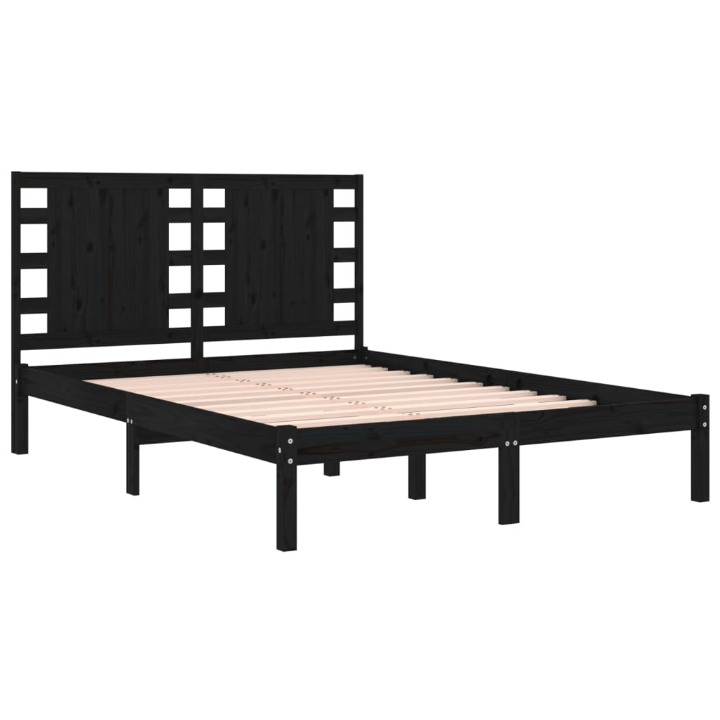 Okvir za krevet od masivne borovine crni 200 x 200 cm