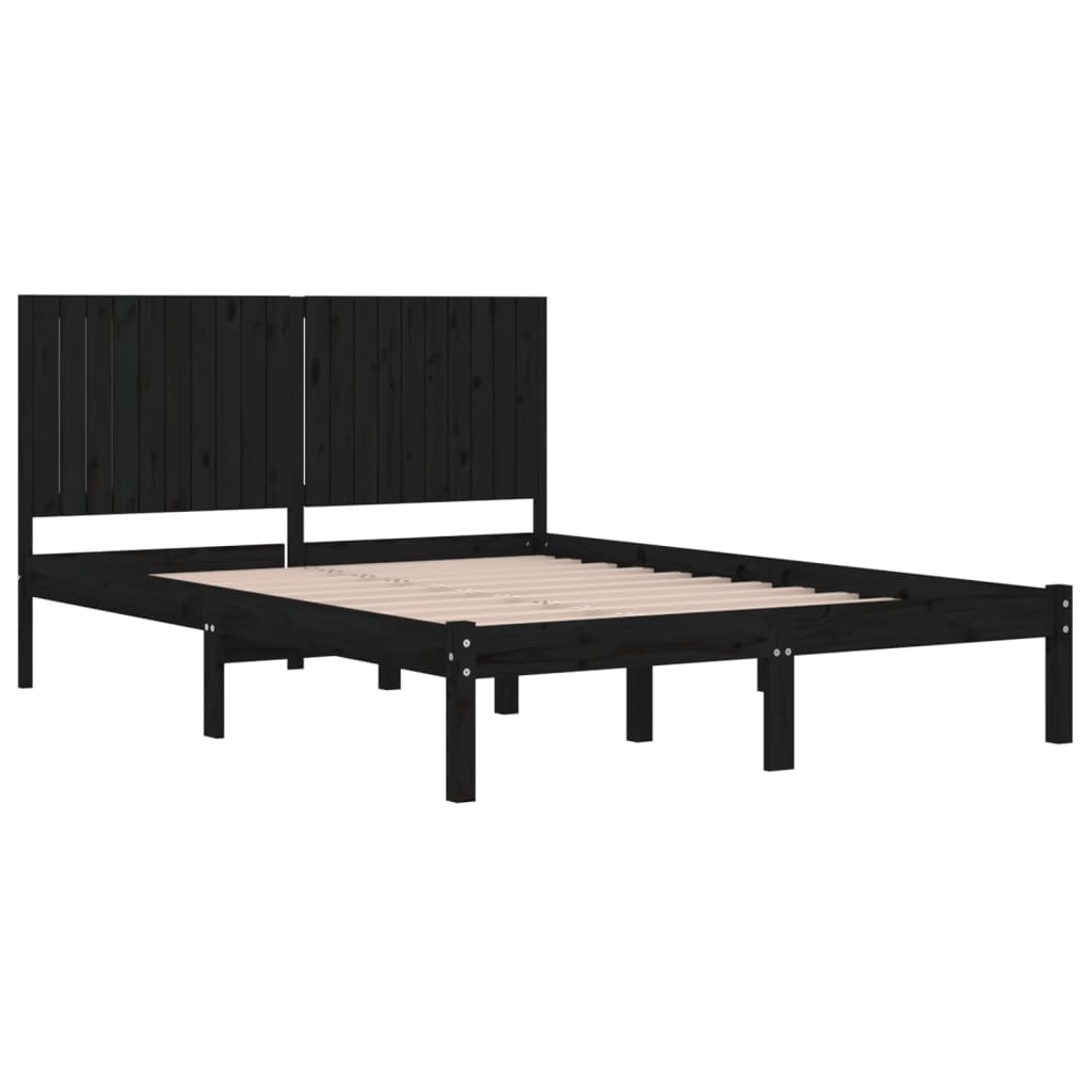 Okvir za krevet od masivne borovine crni 200 x 200 cm