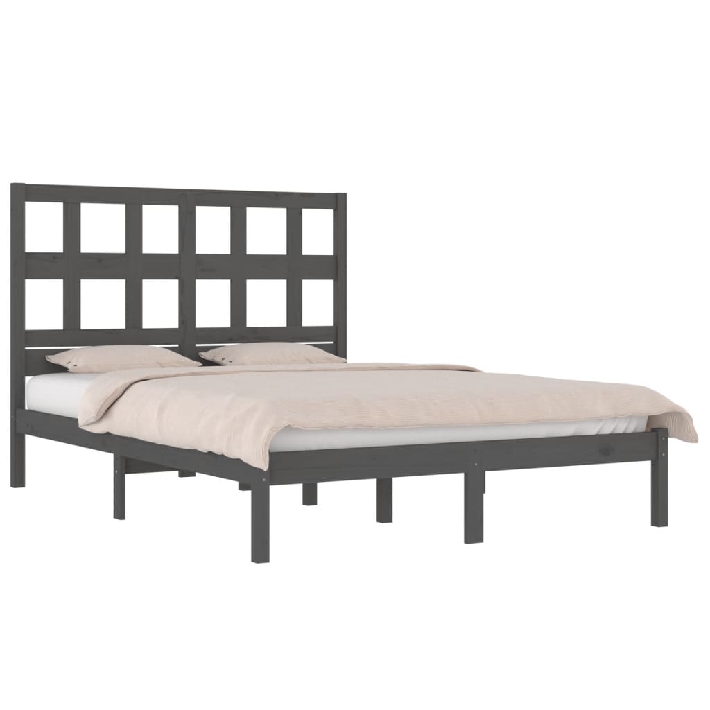 Okvir za krevet od masivne borovine sivi 200 x 200 cm