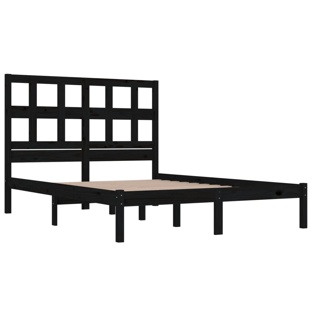 Okvir za krevet od masivne borovine crni 200 x 200 cm