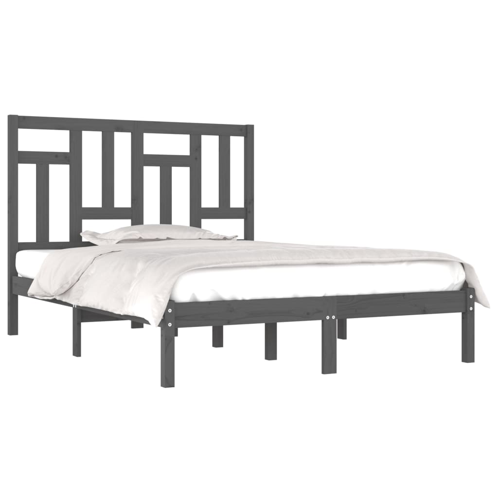 Okvir za krevet od masivne borovine sivi 200 x 200 cm