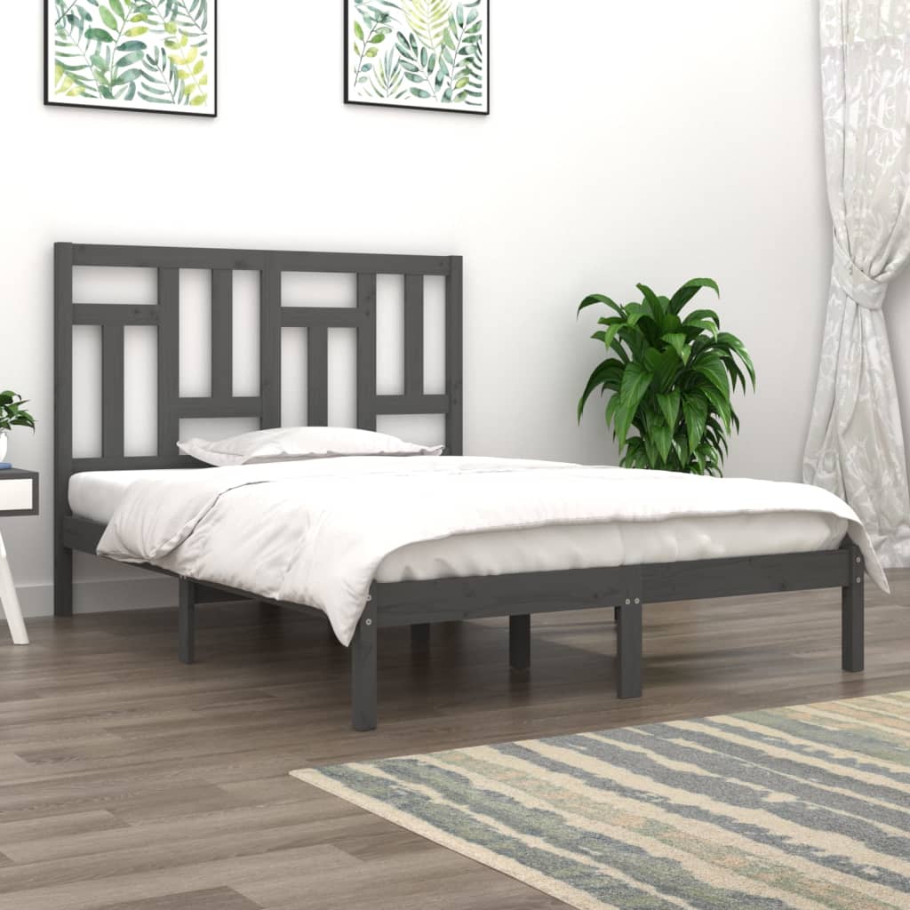 Okvir za krevet od masivne borovine sivi 200 x 200 cm