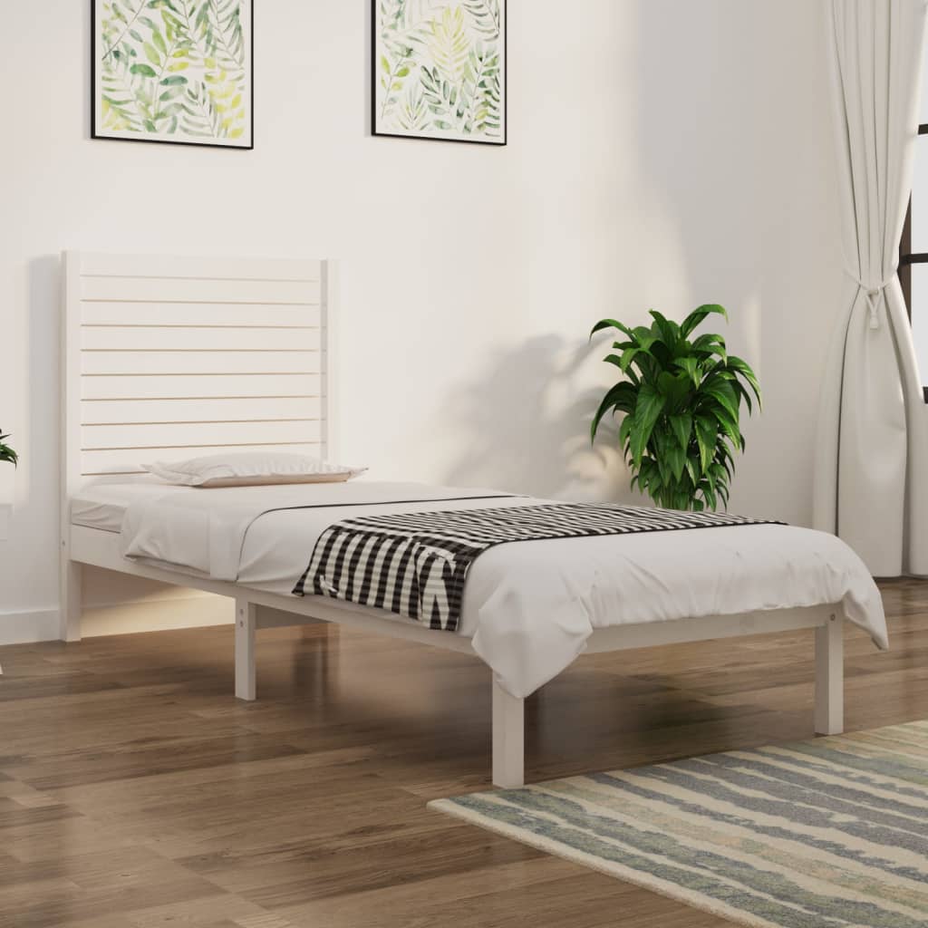 Okvir za krevet od masivnog drva bijeli 75 x 190 cm mali