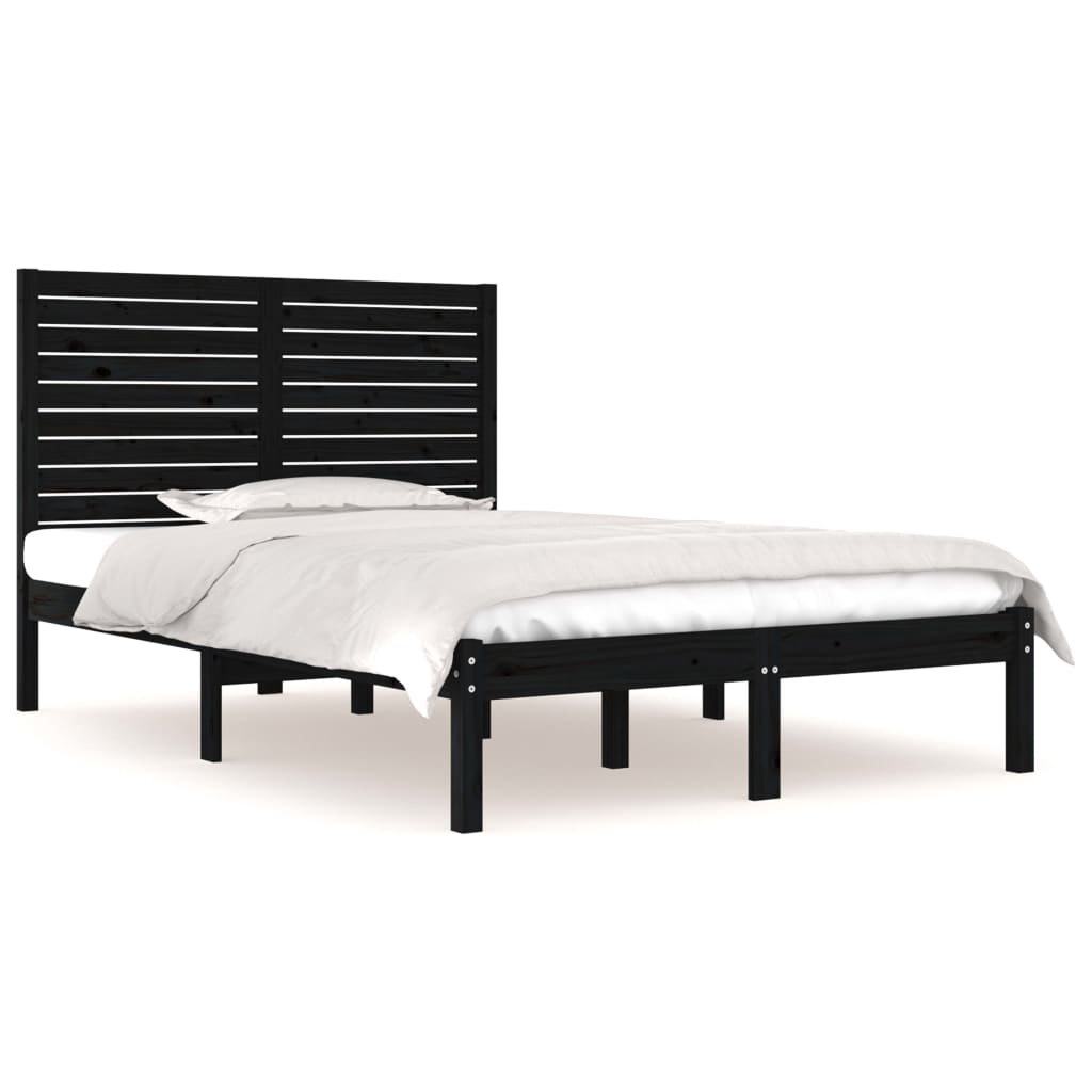Okvir za krevet od masivnog drva crni 135 x 190 cm bračni