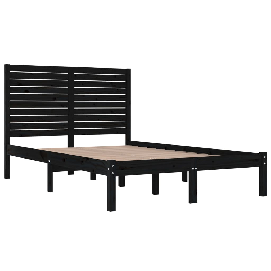Okvir za krevet od masivnog drva crni 135 x 190 cm bračni