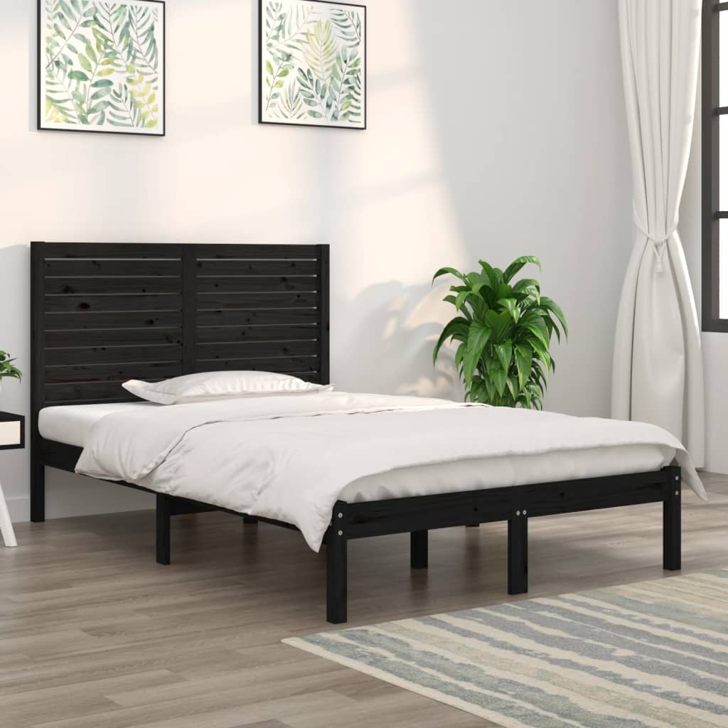 Okvir za krevet od masivnog drva crni 135 x 190 cm bračni