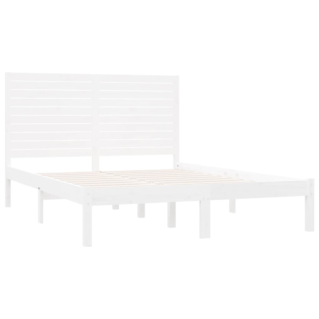 Okvir za krevet od masivnog drva bijeli 160 x 200 cm