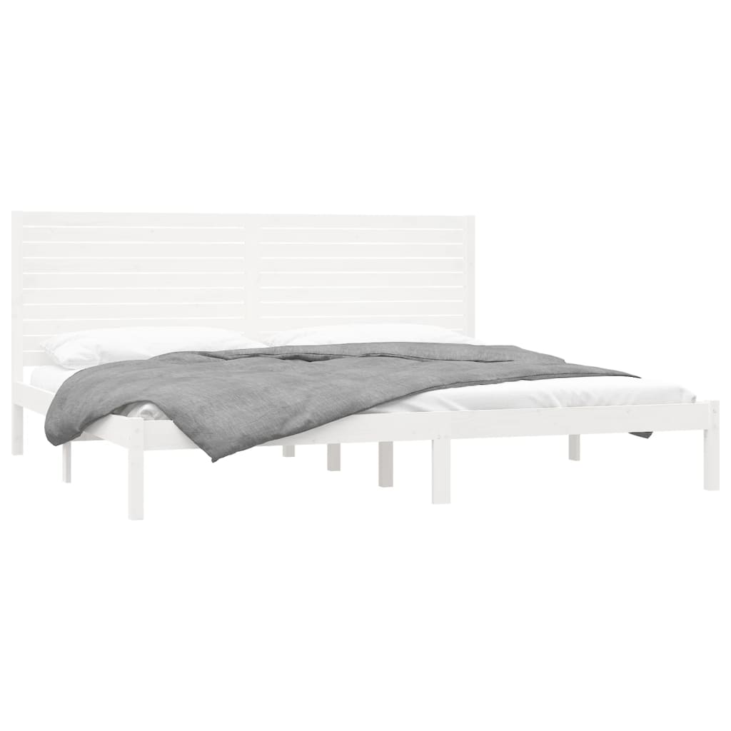Okvir za krevet od masivnog drva bijeli 180 x 200 cm veliki