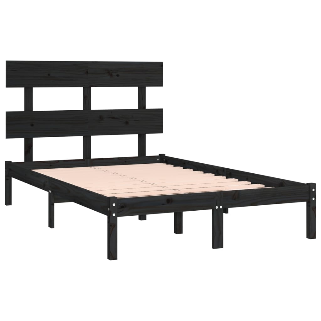 Okvir za krevet od masivnog drva crni 140 x 190 cm