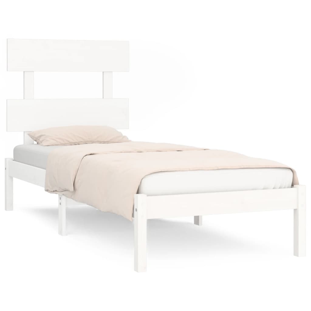 Okvir za krevet od masivne borovine bijeli 90 x 200 cm