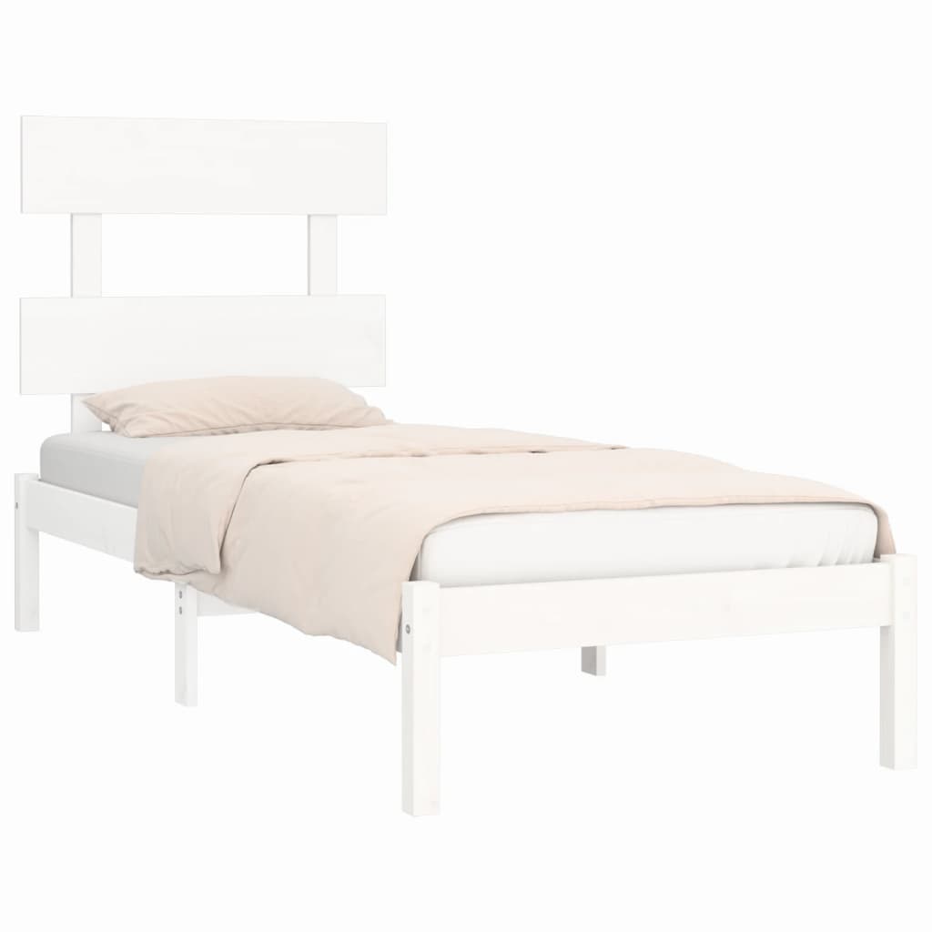 Okvir za krevet od masivne borovine bijeli 90 x 200 cm