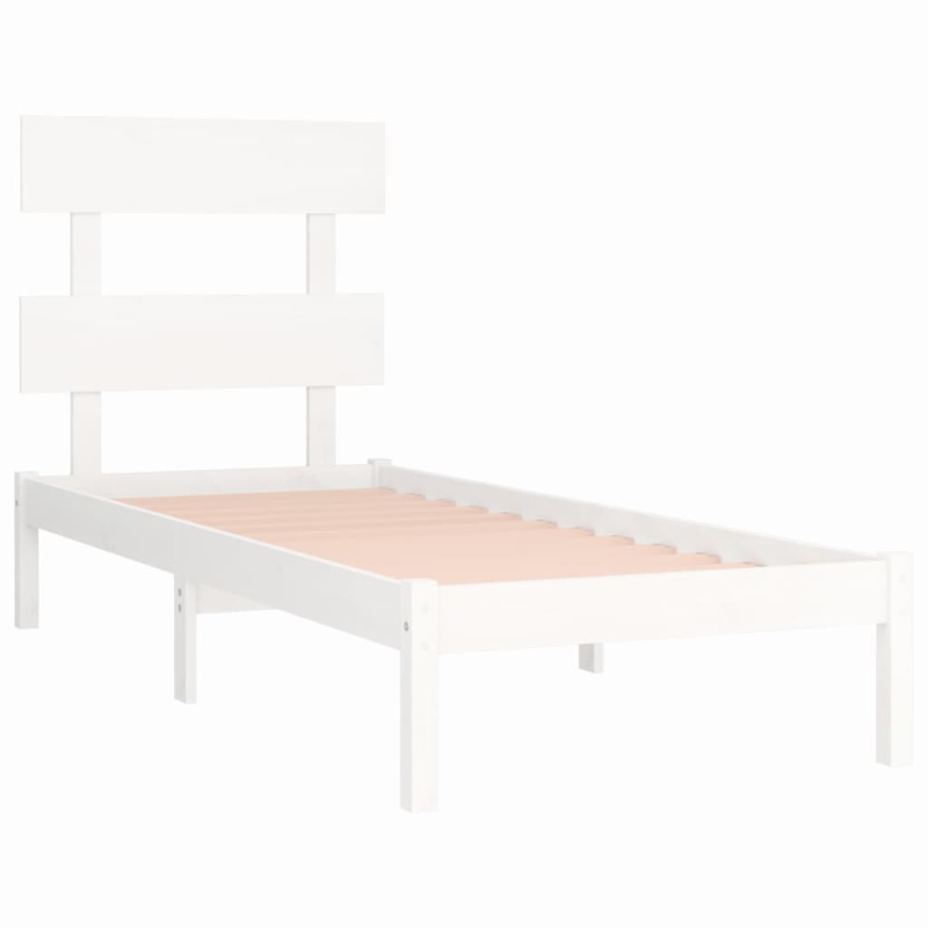 Okvir za krevet od masivne borovine bijeli 90 x 200 cm