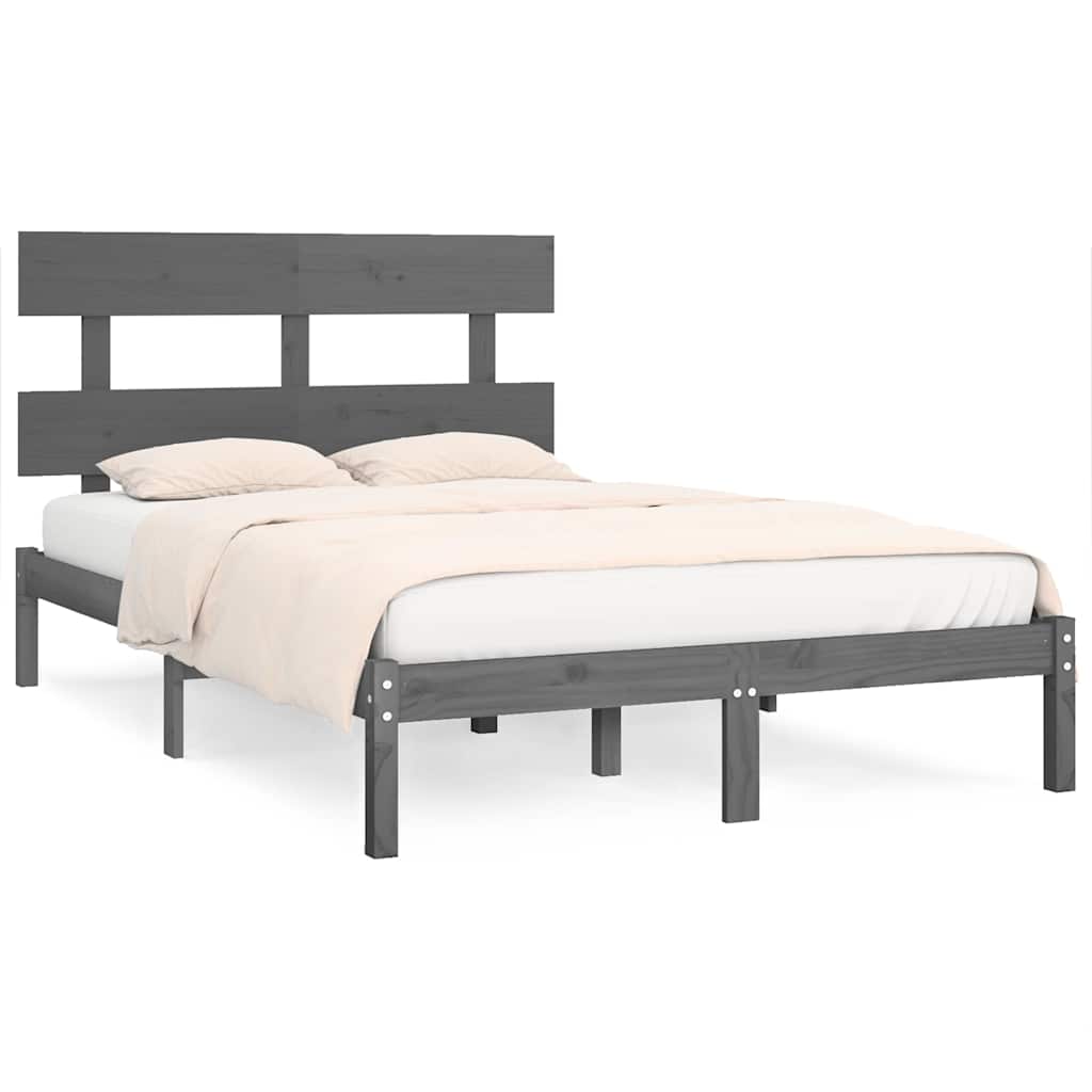 Okvir za krevet od masivne borovine sivi 200 x 200 cm