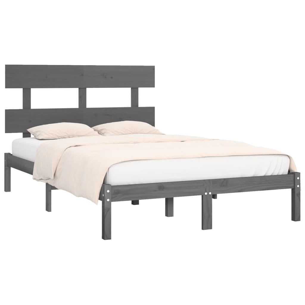 Okvir za krevet od masivne borovine sivi 200 x 200 cm