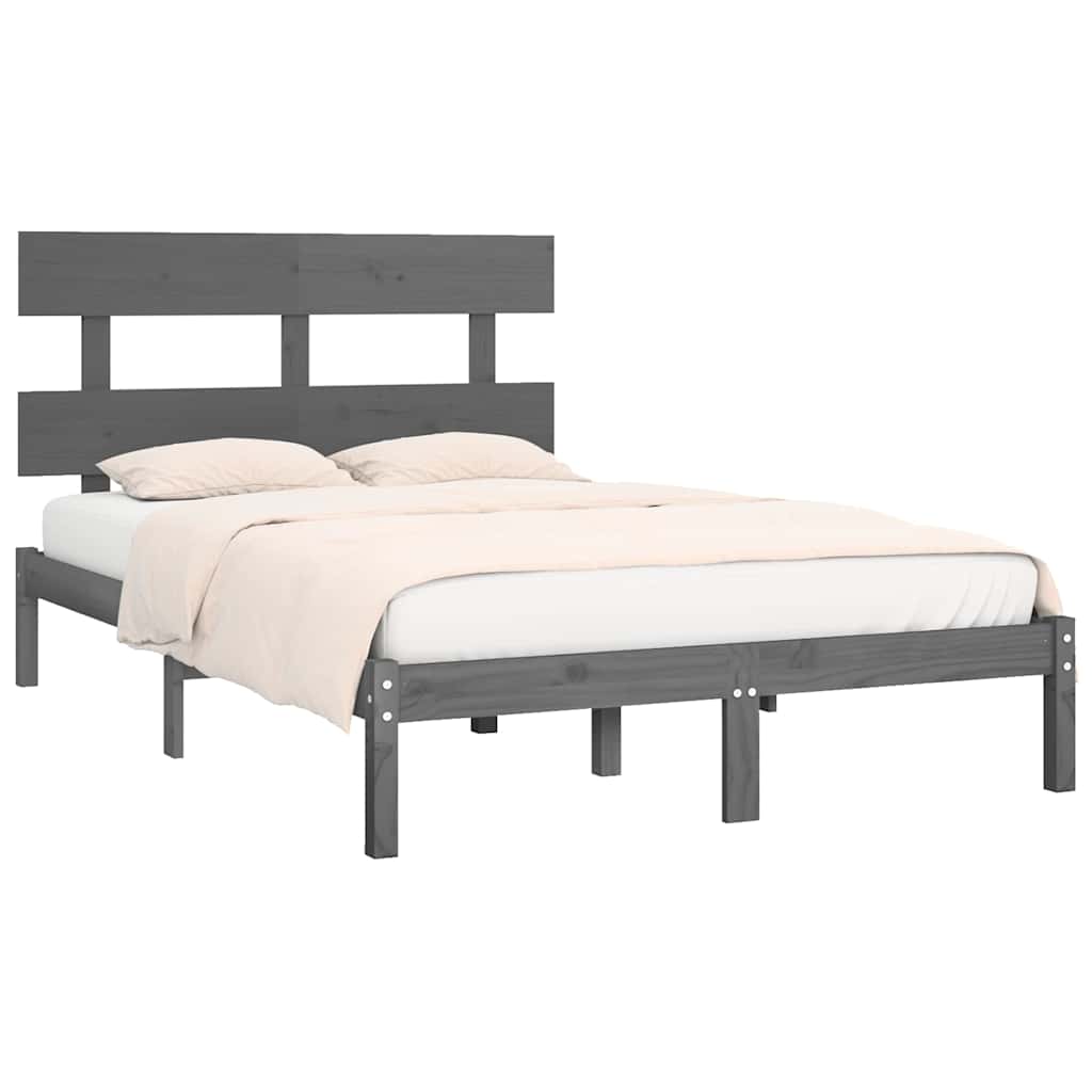 Okvir za krevet od masivne borovine sivi 200 x 200 cm