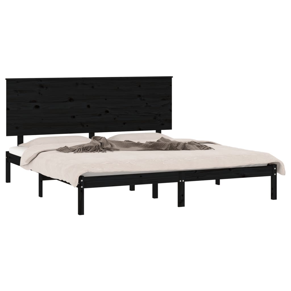 Okvir za krevet od masivne borovine crni 200 x 200 cm