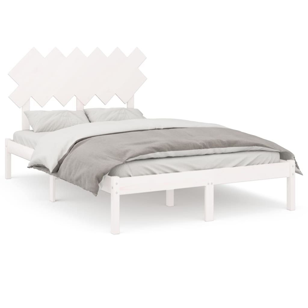 Okvir za krevet bijeli 135x190 cm bračni od masivnog drva