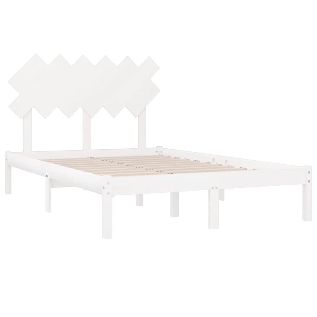 Okvir za krevet bijeli 135x190 cm bračni od masivnog drva