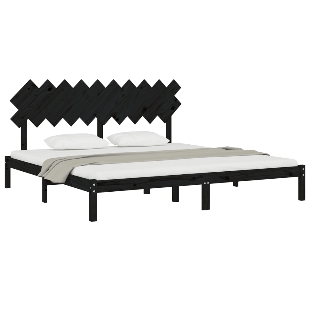 Okvir za krevet crni 200 x 200 cm od masivne borovine