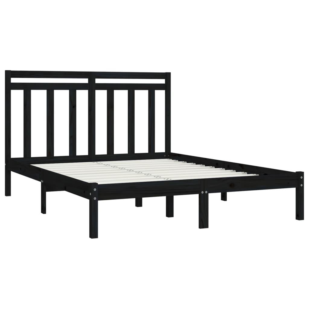Okvir za krevet od masivnog drva crni 140 x 190 cm