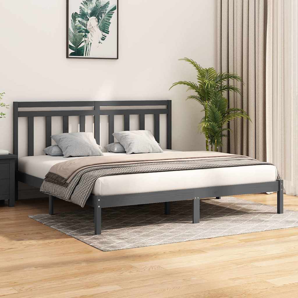 Okvir za krevet od masivne borovine sivi 200 x 200 cm