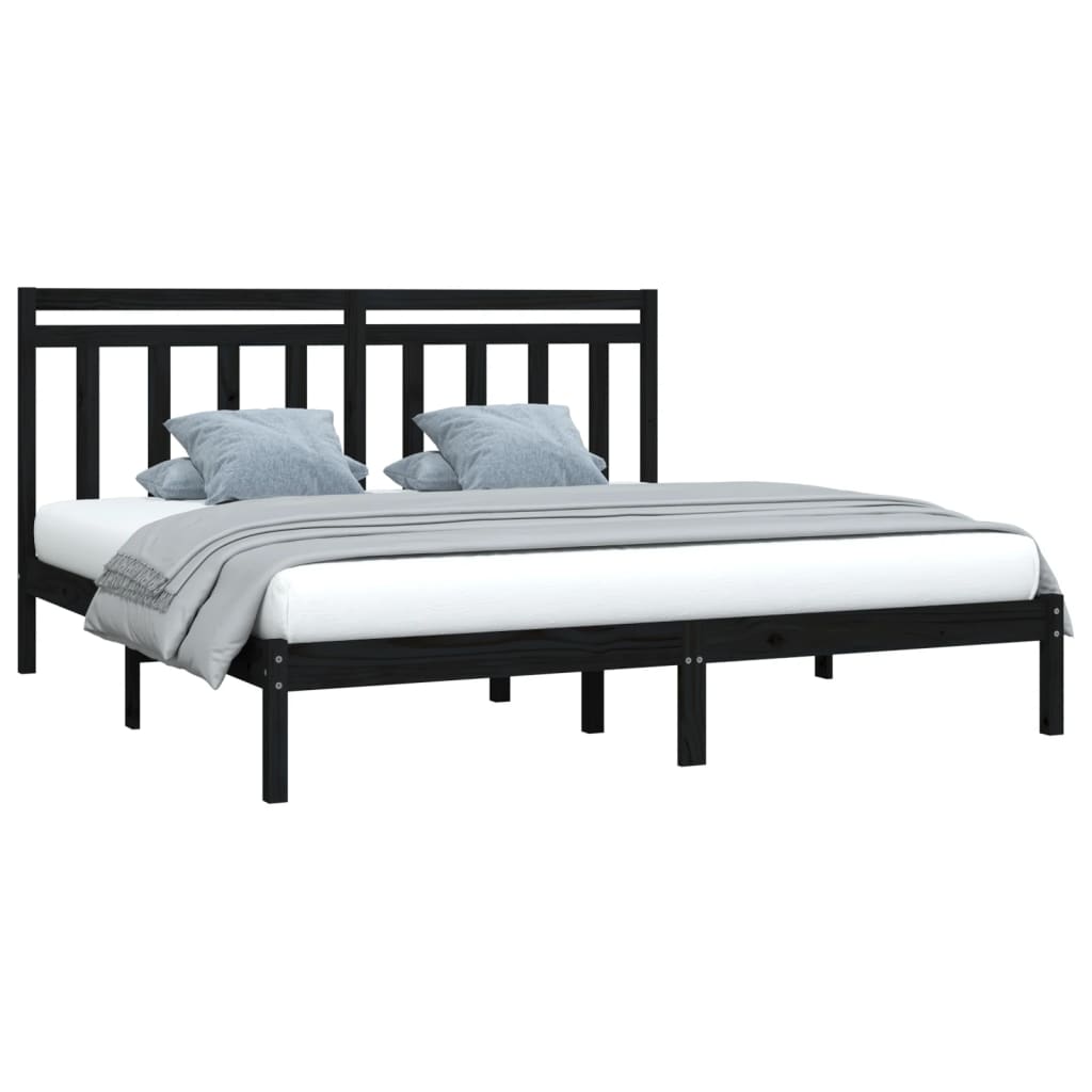 Okvir za krevet od masivne borovine crni 200 x 200 cm