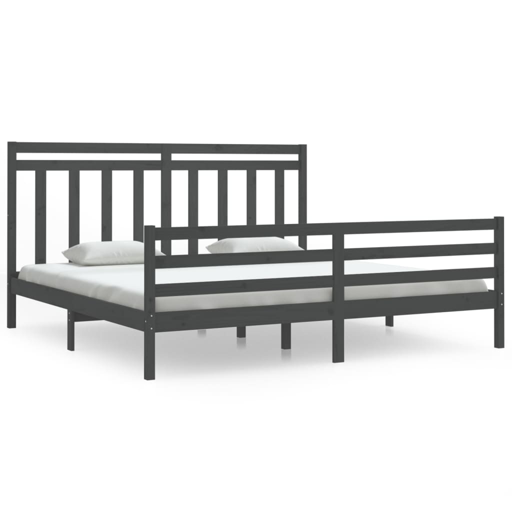 Okvir za krevet od masivnog drva sivi 200 x 200 cm