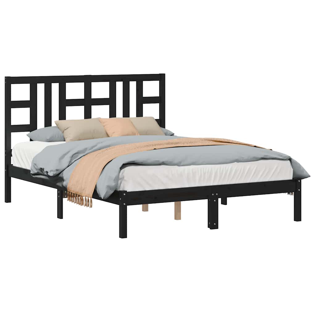 Okvir za krevet od masivnog drva crni 140 x 190 cm