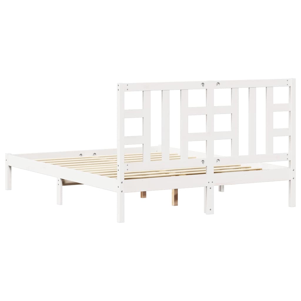Okvir za krevet od masivne borovine bijeli 150 x 200 cm king
