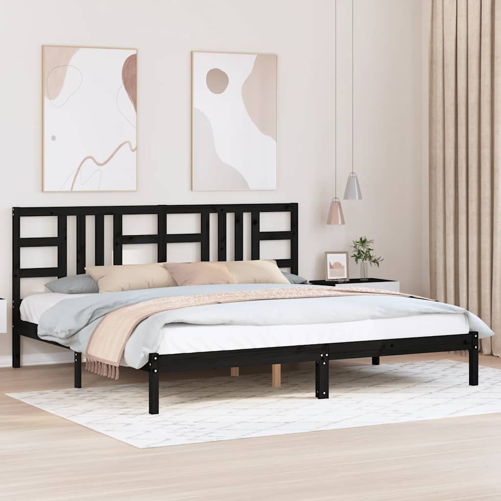 Okvir za krevet od masivne borovine crni 200 x 200 cm