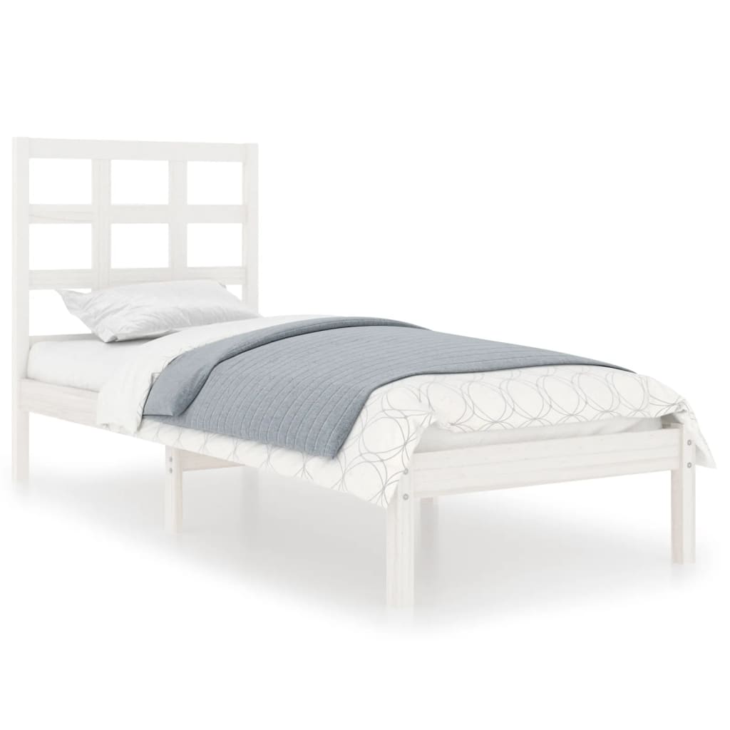Okvir za krevet od masivnog drva bijeli 75 x 190 cm mali