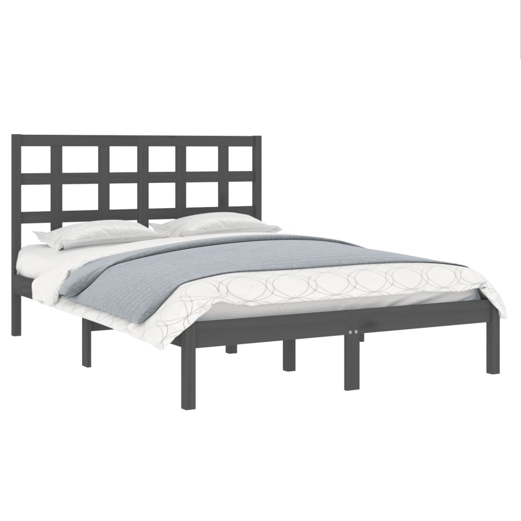 Okvir za krevet od masivne borovine sivi 200 x 200 cm