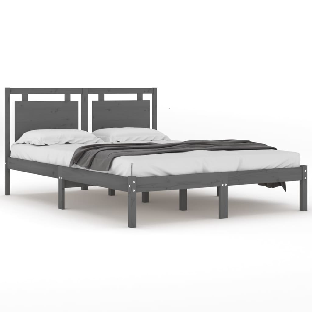 Okvir za krevet od masivne borovine sivi 200 x 200 cm