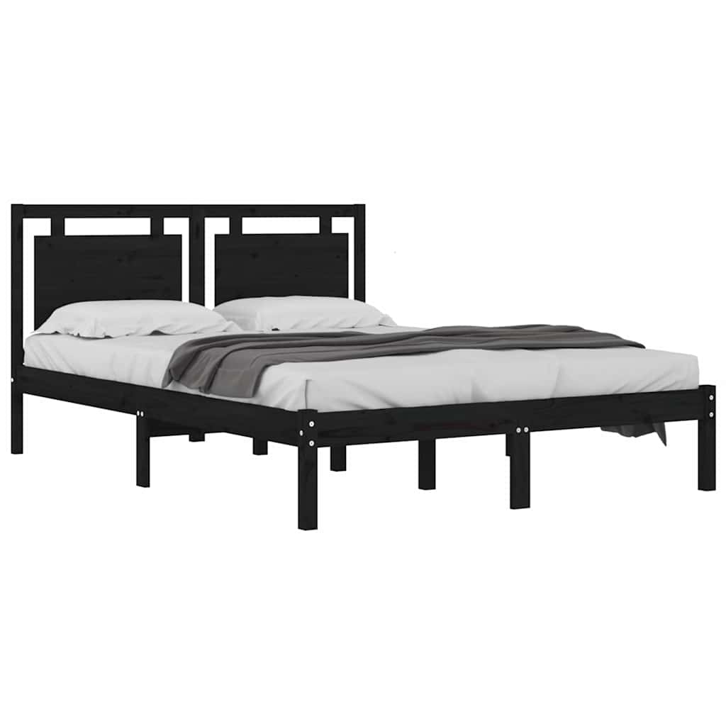 Okvir za krevet od masivne borovine crni 200 x 200 cm